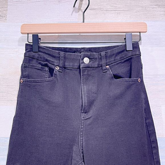 EXPRESS Super High Waisted Modern Straight Jeans Black Womens Small Short 4 - Picture 2 of 10